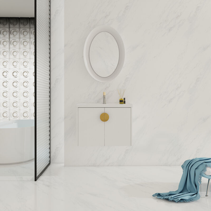 ELEMENT ACE Wall Mounted Bathroom Vanity with Ceramic Sink and Soft Close Doors image number 1