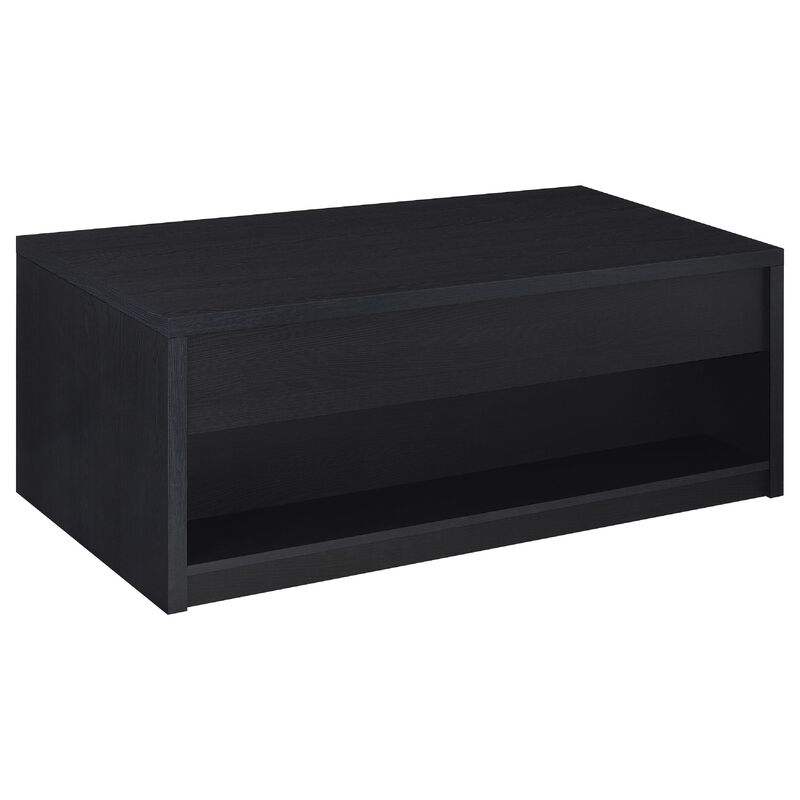 Knax Lift-Top Coffee Table with Hidden Storage and Drawers, Black Wood image number 4