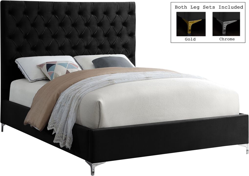 Meridian Furniture Cruz Black Velvet King Bed