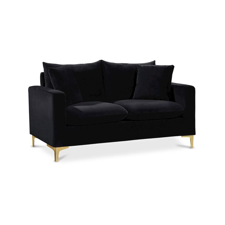 Meridian Furniture Naomi Black Velvet Loveseat