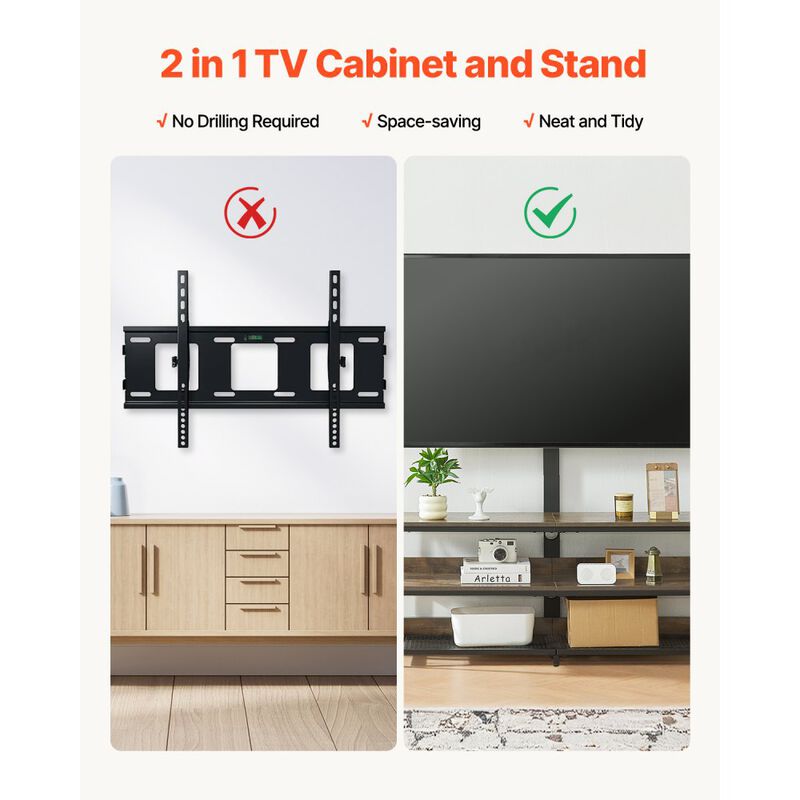 Entertainment Center with TV Mount for Up to 75 Inch TVs, 3-Tier Storage & Power Outlet-Brown image number 5