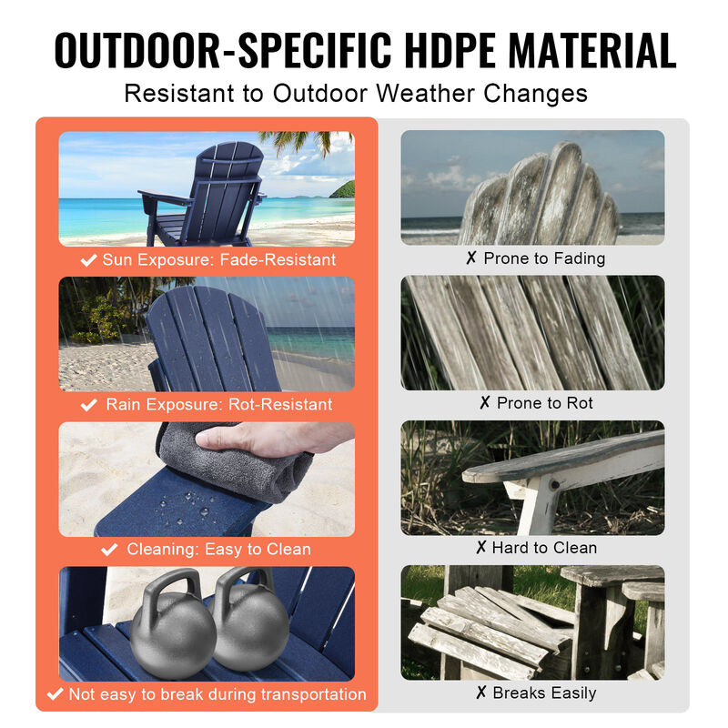 Set of 2 Outdoor Adirondack Chairs &ndash; Foldable & Durable Plastic Seating for Fire Pit, Yard, or Porch