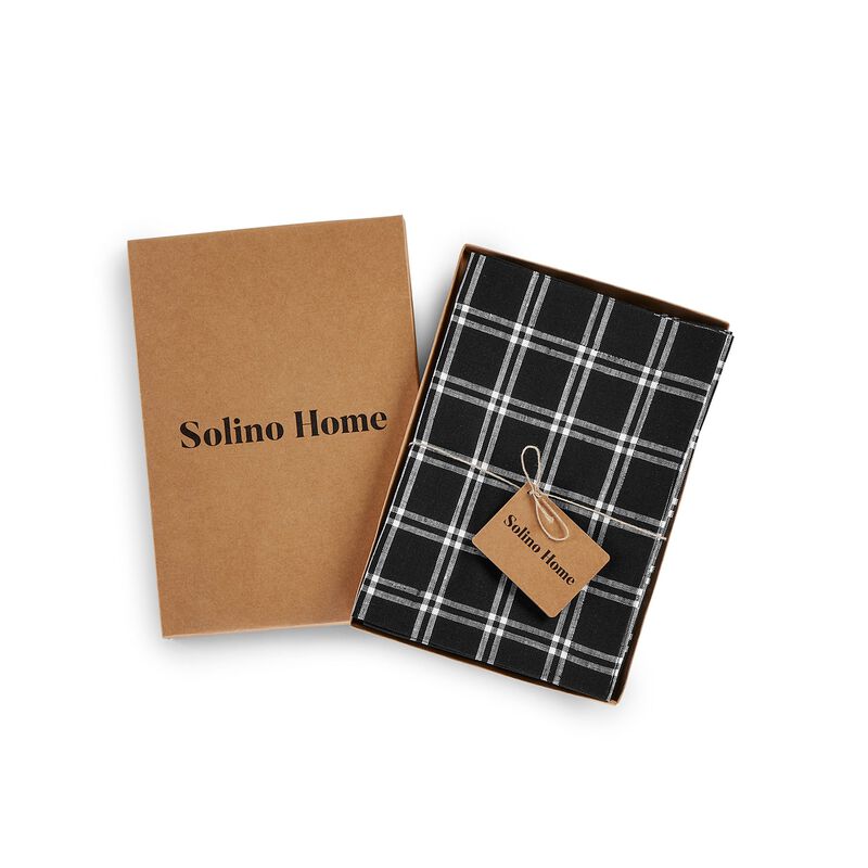 Solino Home 100% Pure Linen Dinner Napkins 20 x 20 Inch Set of 4 - Marseille Plaid