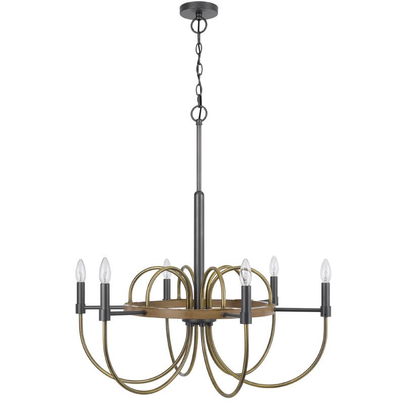 6-Light Candelabra Chandelier, 31 Inch Antique Brass and Dark Bronze image number 3