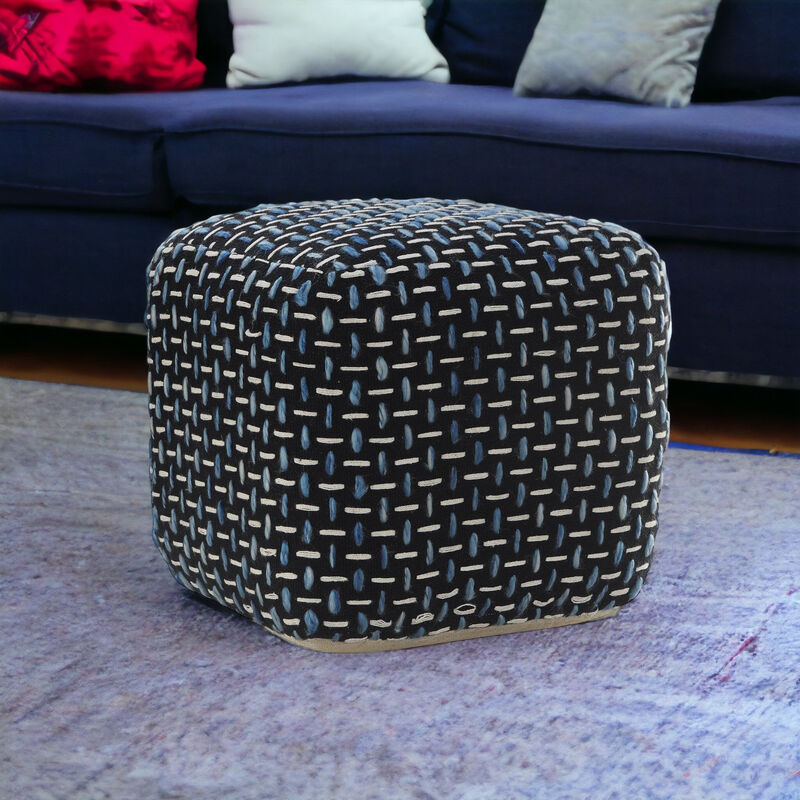 Durable Fabric Geometric Pouf Ottoman – Accent Floor Cushion for Living Room
