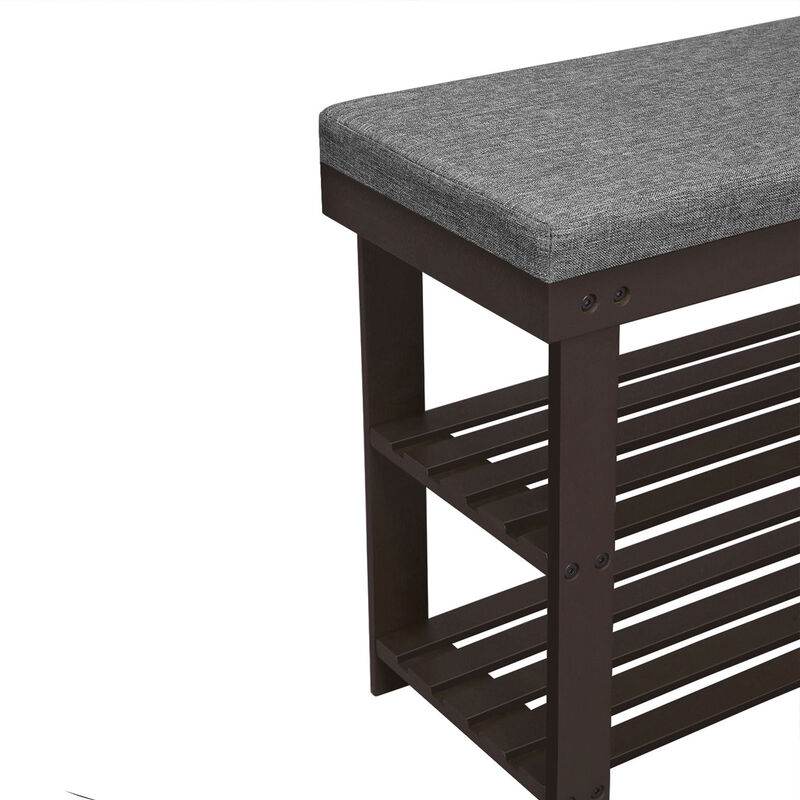 2-Tier Bamboo Shoe Bench with Stable Design for Entryway or Living Room