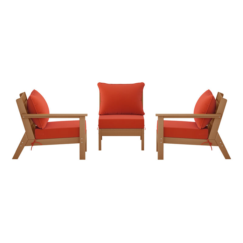 WestinTrends Outdoor Patio HDPE Sectional Sofa with Patio Cushions