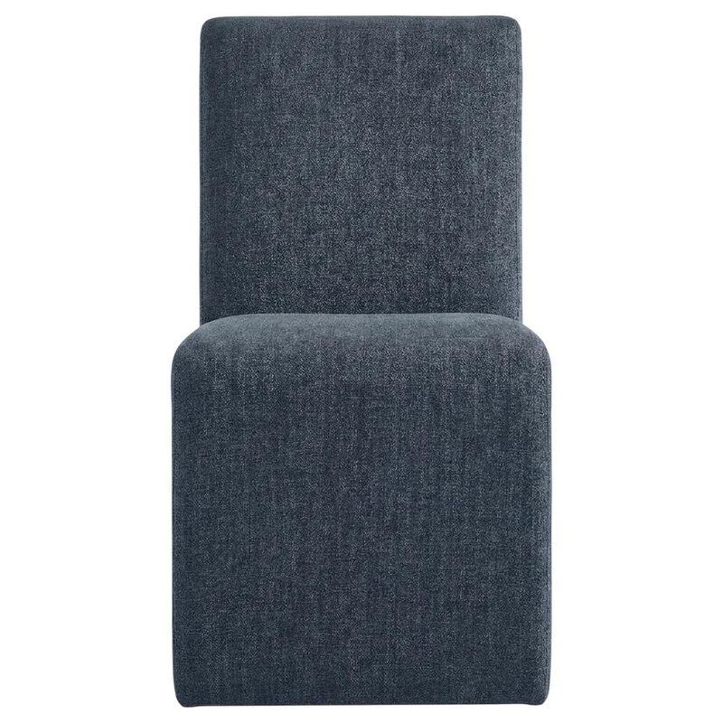 Wooden Upholstered Dining Side Chair with Cushioned Seat, Slate Blue image number 0