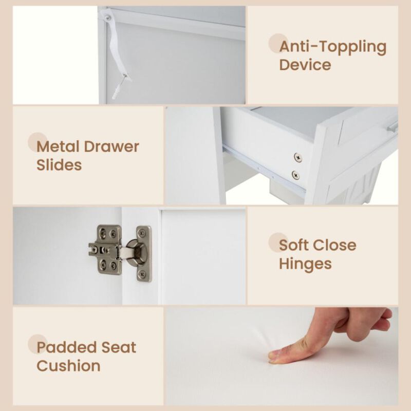 Hivvago Makeup Vanity Desk with Mirror and Lights Dressing Table and Stool Set