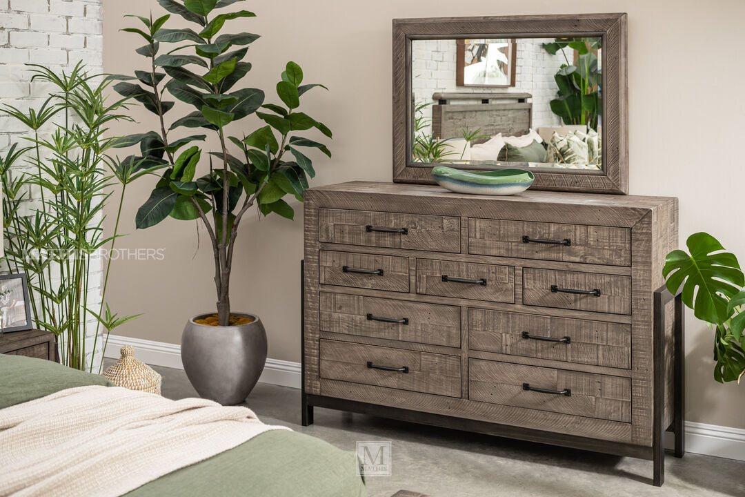 Ashley Brennagan Dresser and Mirror in light grey