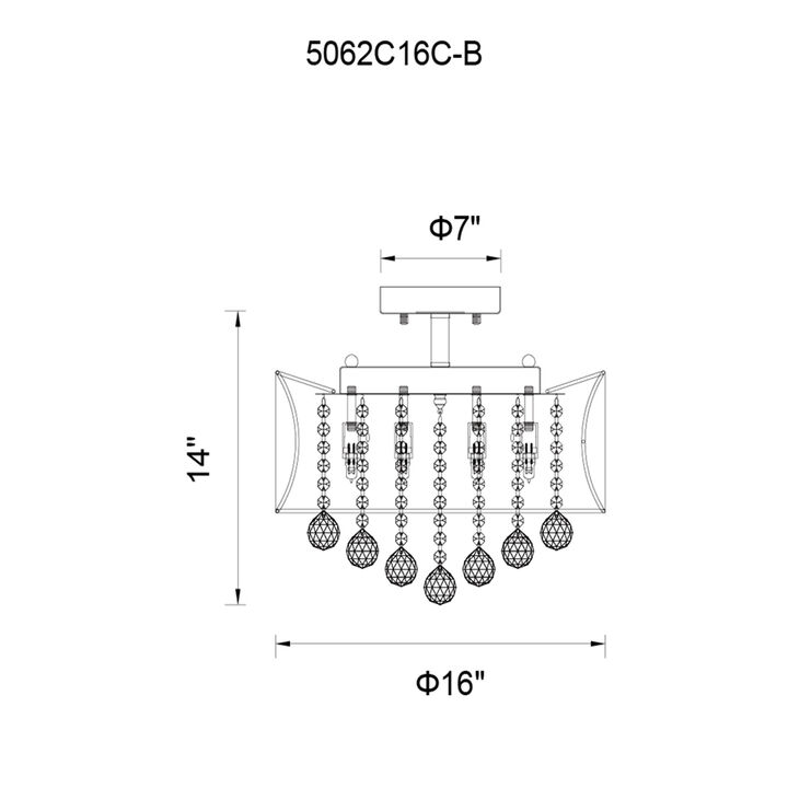 Radiant 6 Light Drum Shade Flush Mount With Chrome Finish