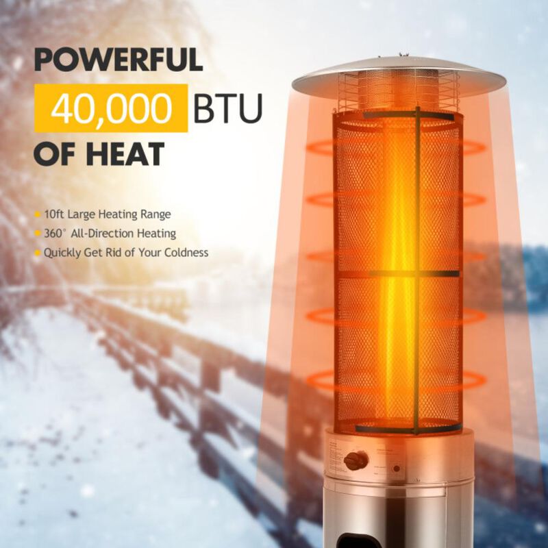 Hivvago 40000 BTU Stainless Steel Round Glass Tube Patio Heaters