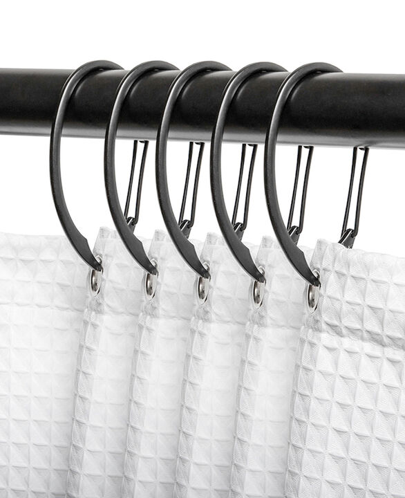 Utopia Alley Rust-Proof Zinc Shower Curtain Hooks with Clasp Closure, Shower Hooks Hangers for Bathroom, Kitchen Utensils, Curtains, Clothing, Towels etc - Set of 12