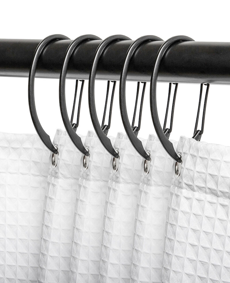 Rust-Proof Shower Curtain Hooks with Clasp Closure, Set of 12 image number 1