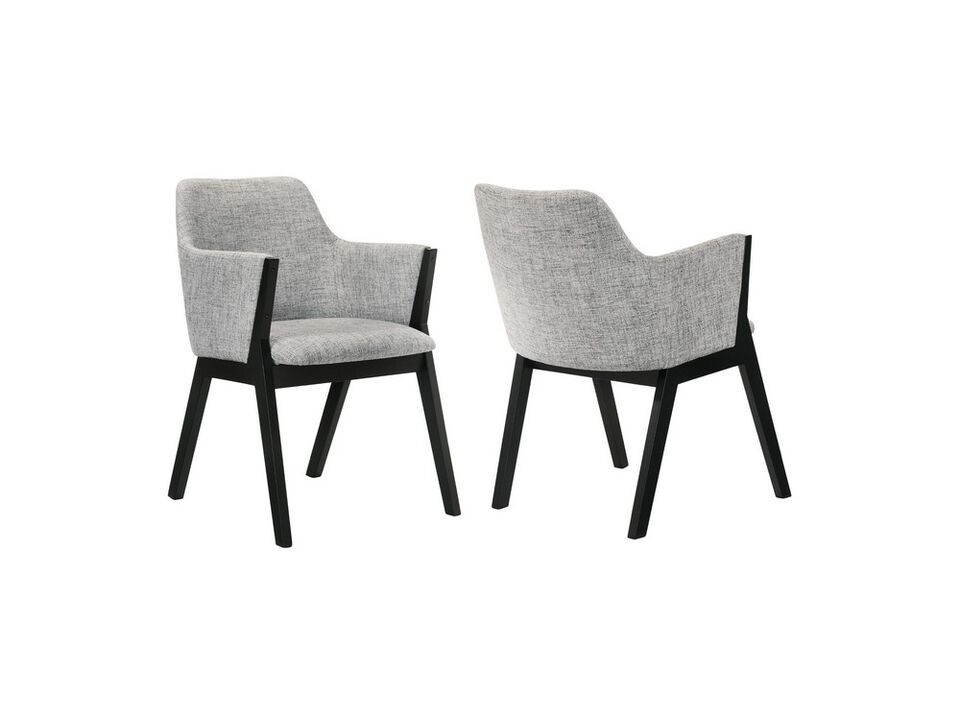 Renzo Light Gray Fabric and Black Wood Dining Side Chairs - Set of 2 - Benzara