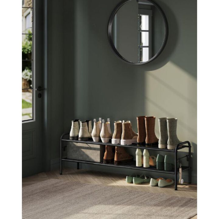 2-Tier Metal Shoe Rack Space-Saving Organizer for Entryway and Closet