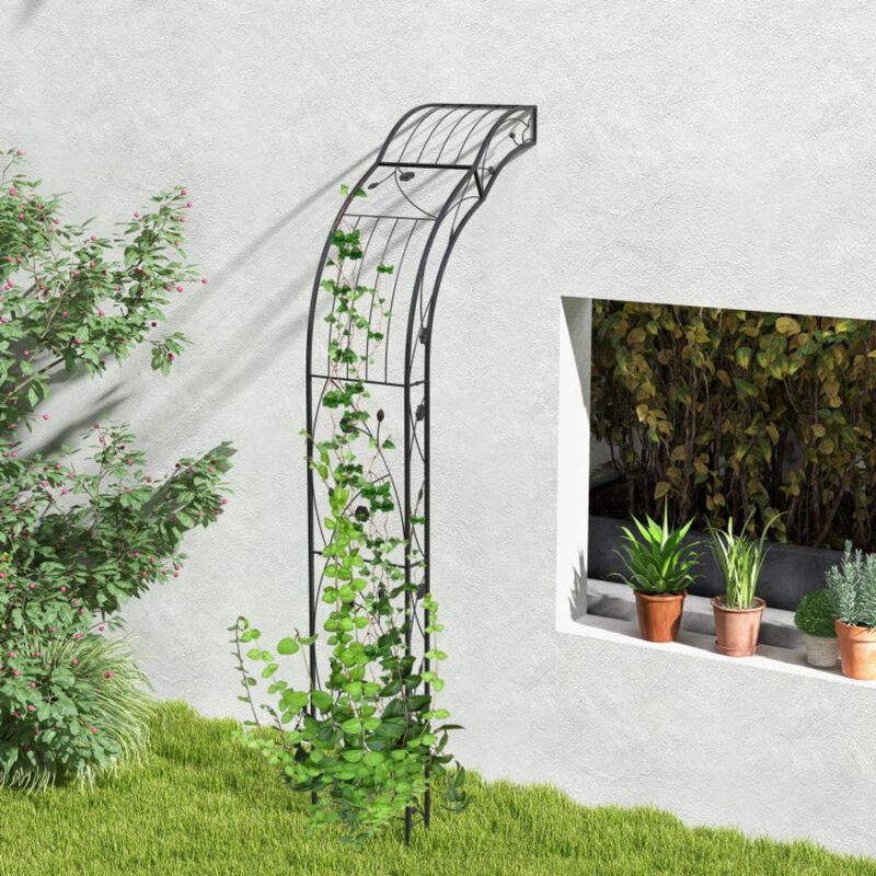 Hivvago Garden Arch Arbor Trellis for Climbing Plants Roses Vines-Black