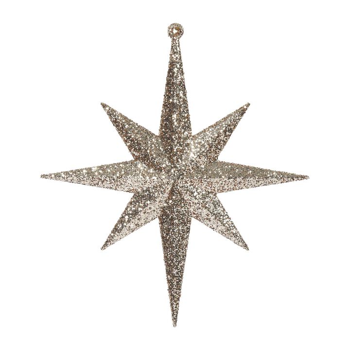Vickerman 8" Rose Gold Iridescent Glitter Bethlehem Star Christmas Ornament, 4 per Box