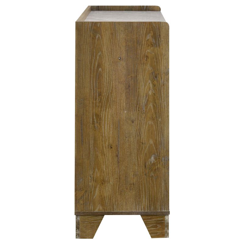 Nolan Wide Dresser with Faux Marble Top, 6 Drawers, Brown Wood image number 3