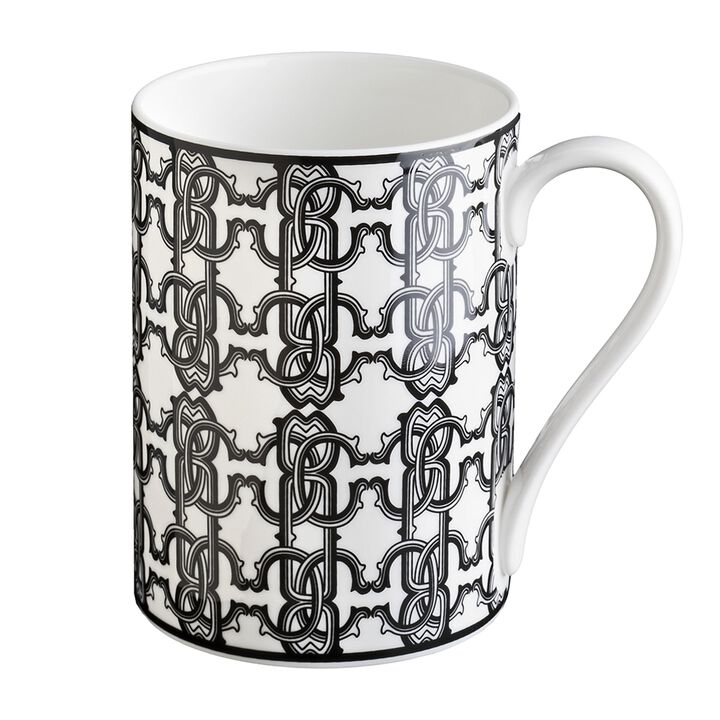 Mug Cup MONOGRAM in Luxury Box Black diam. 2.5", H 3.3", cap. 12.5 oz