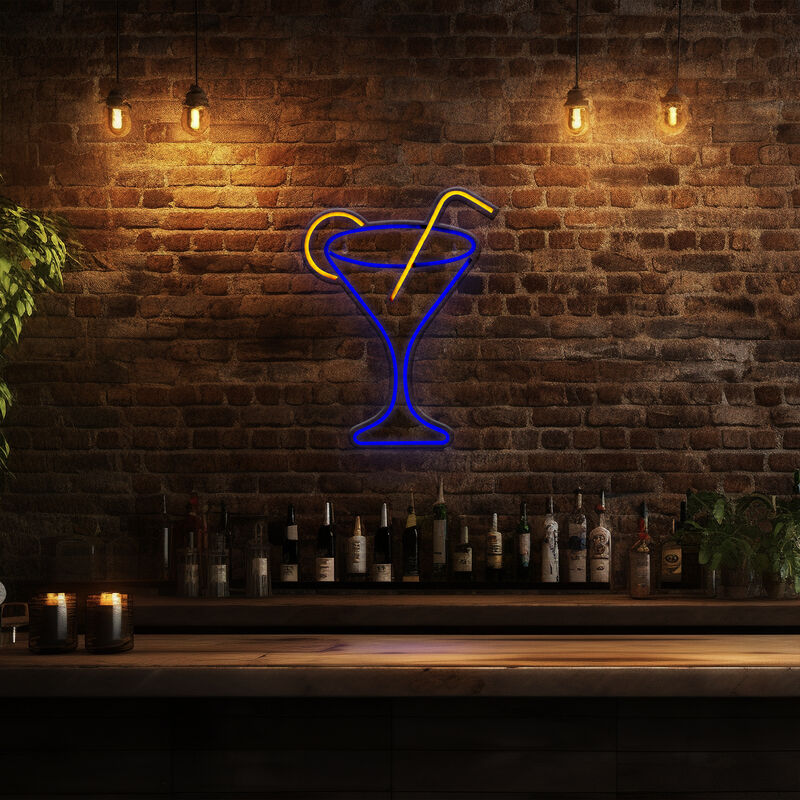 17" LED Neon Style Martini Cocktail Wall Sign image number 2