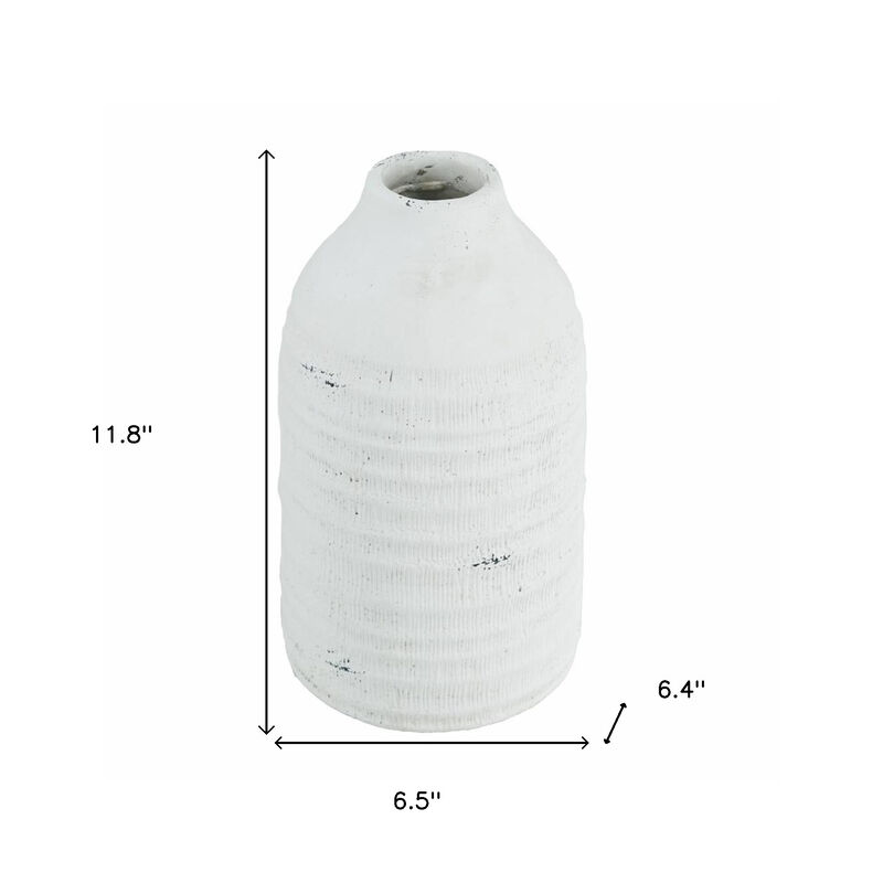 HomeRoots 12" White Stoneware Round Jug Vase image number 4