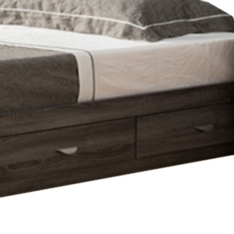 Grained Wooden Frame Twin Size Chest Bed with 3 Drawers, Distressed Gray-Benzara