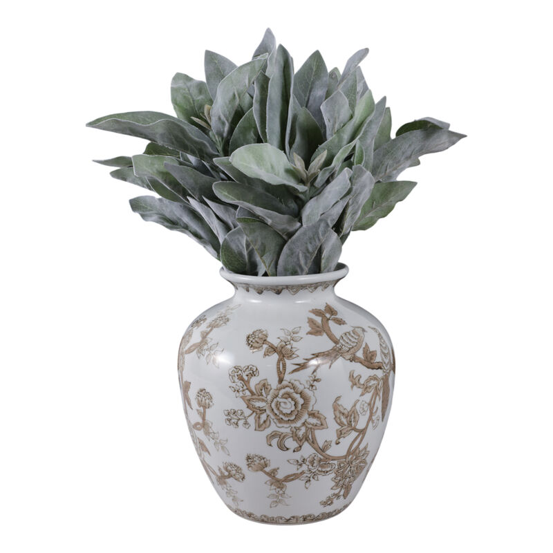 10x8" Chinoiserie Bird & Vines Vase, Brown/ White image number 1
