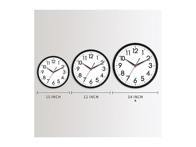 Classic Black Wall Clock 14 Inch Silent Non Ticking Modern Battery Operated image number 2