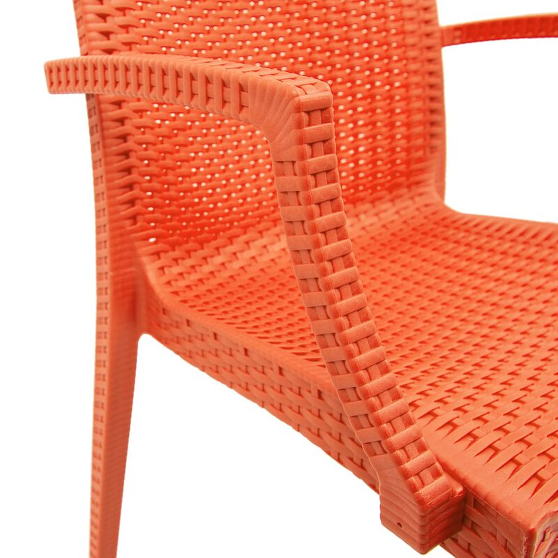 LeisureMod Patio Dining Armchair, Stackable Indoor and Outdoor Polypropylene Chairs with Ergonomic Design for Garden, Deck, or Kitchen Use image number 4
