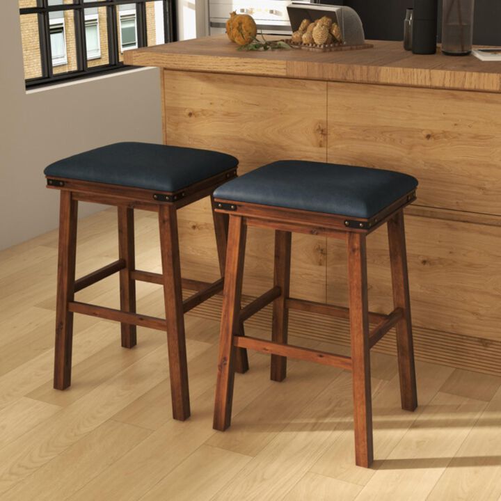 Hivvago Set of 2 24/30 Inch Dining Bar Stool with Rubber Wood