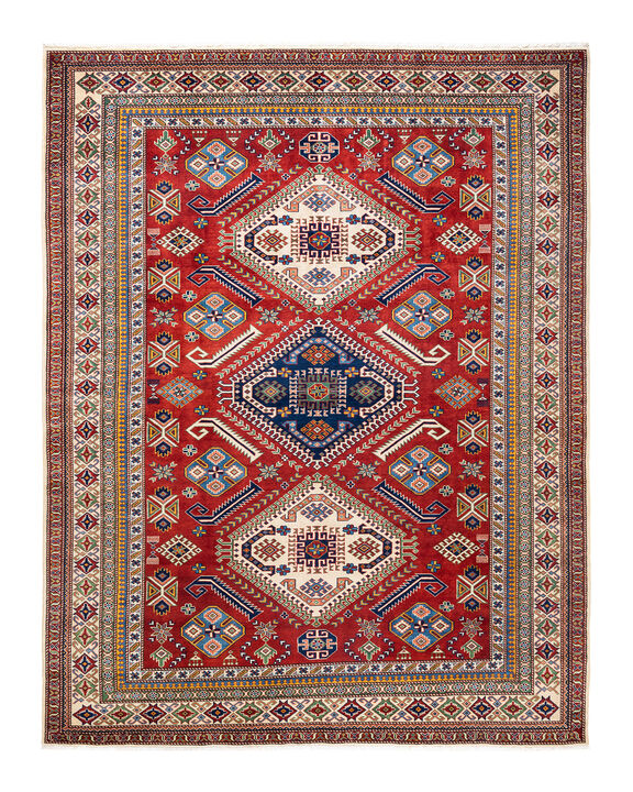 Tribal, One-of-a-Kind Hand-Knotted Area Rug  - Orange, 6' 10" x 8' 10"