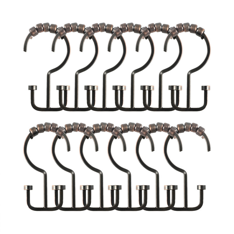 12-Piece Resistant Metal Double Shower Curtain Hooks image number 4