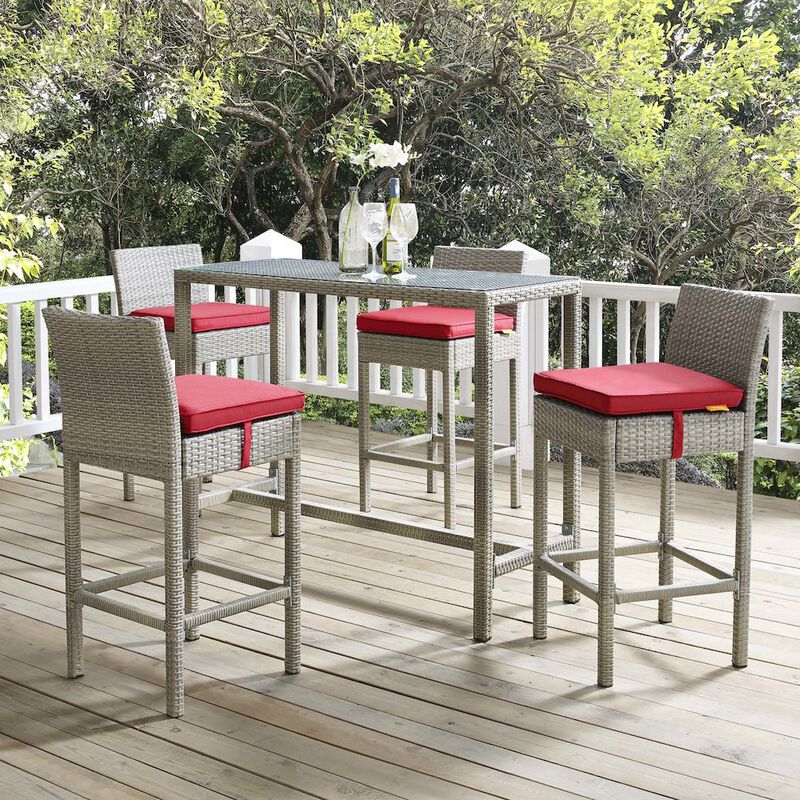 Conduit Outdoor Patio Wicker Rattan Bar Stool Set of 4 image number 4