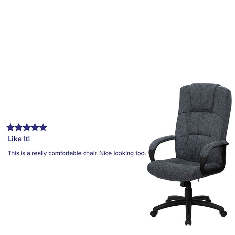Rochelle High Back Gray Fabric Executive Swivel Office Chair with Arms image number 5