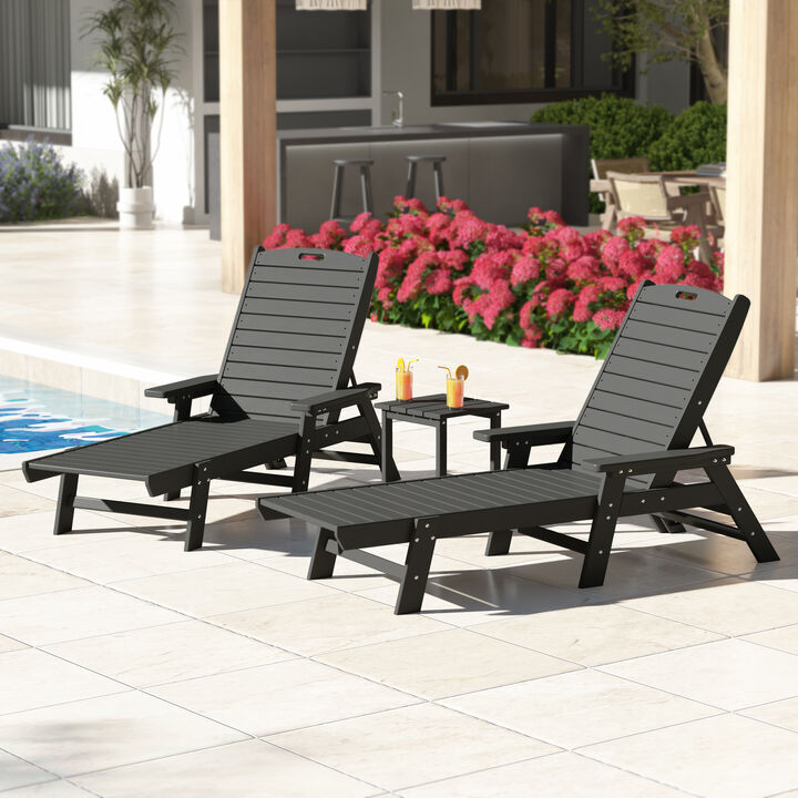 WestinTrends Poly Reclining Chaise Lounge Set With Table