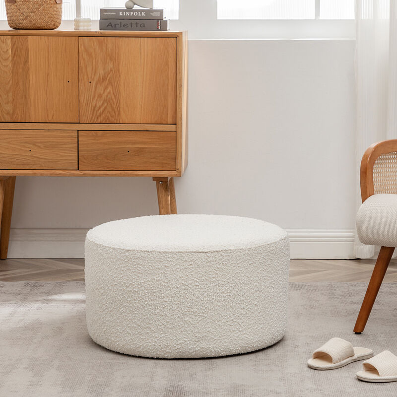 Elof 24in Wide Round Ottoman Footrest