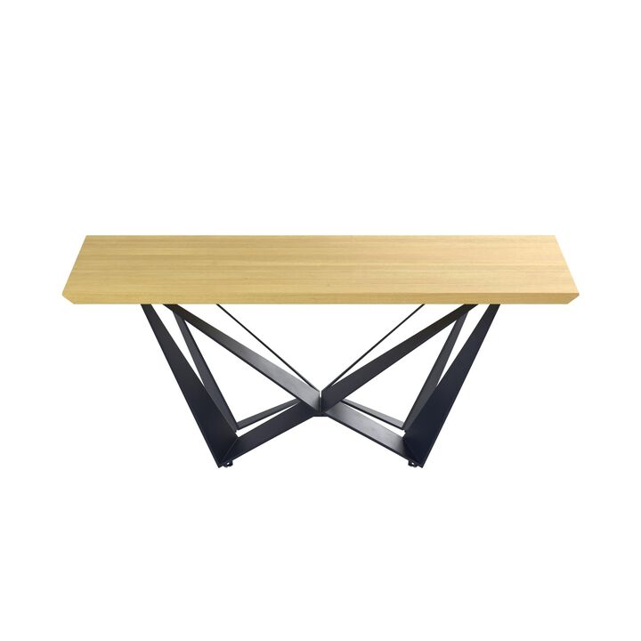 Dining Table with Natural Wood top and black metal legs