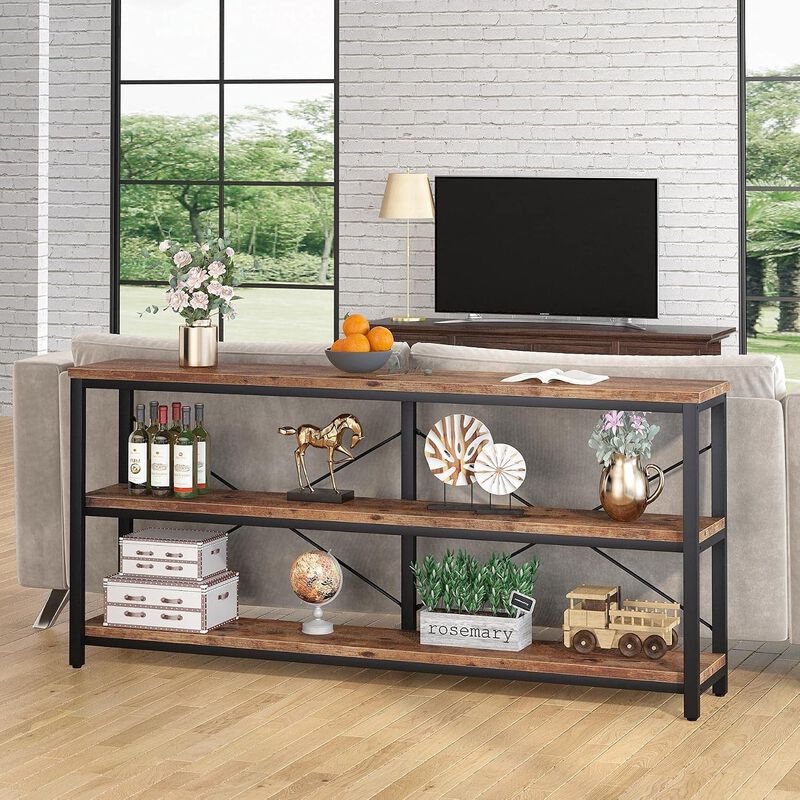 Tribesigns Classic 3-Tier Wood Console Table with Metal Frame image number 3