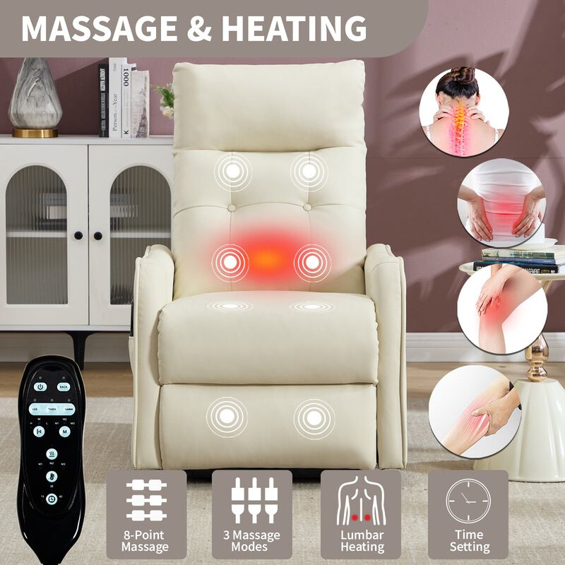 Faux Leather Power Lift Recliner Chair 155&deg; Recliner with Massage Heat & USB image number 7
