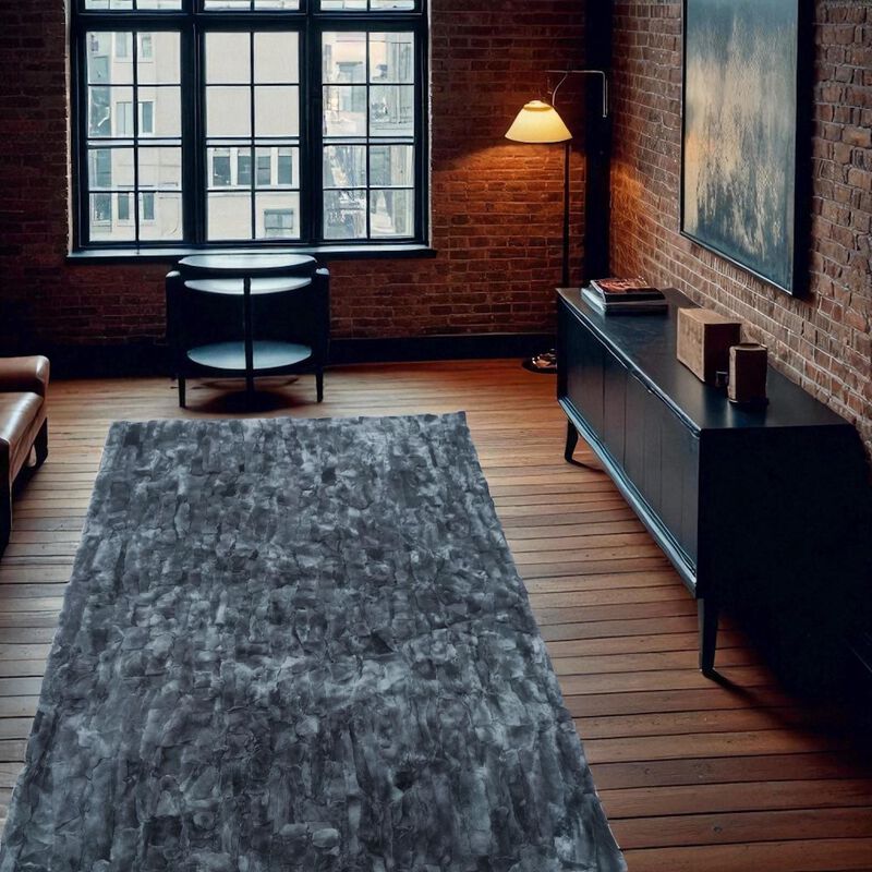 Gray Rex Rabbit Fur Rug, Real Rabbit Hair Carpet, Handmade Shaggy Area Rug, Soft Fluffy Rug for Living Room, Custom Size Available image number 3