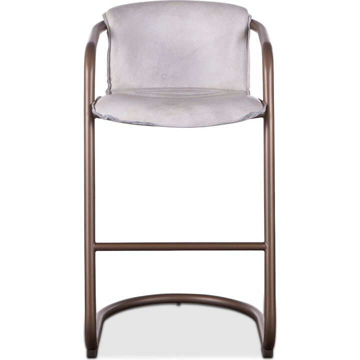 World Interiors Chiavari Leather Bar Chair in Vintage White
