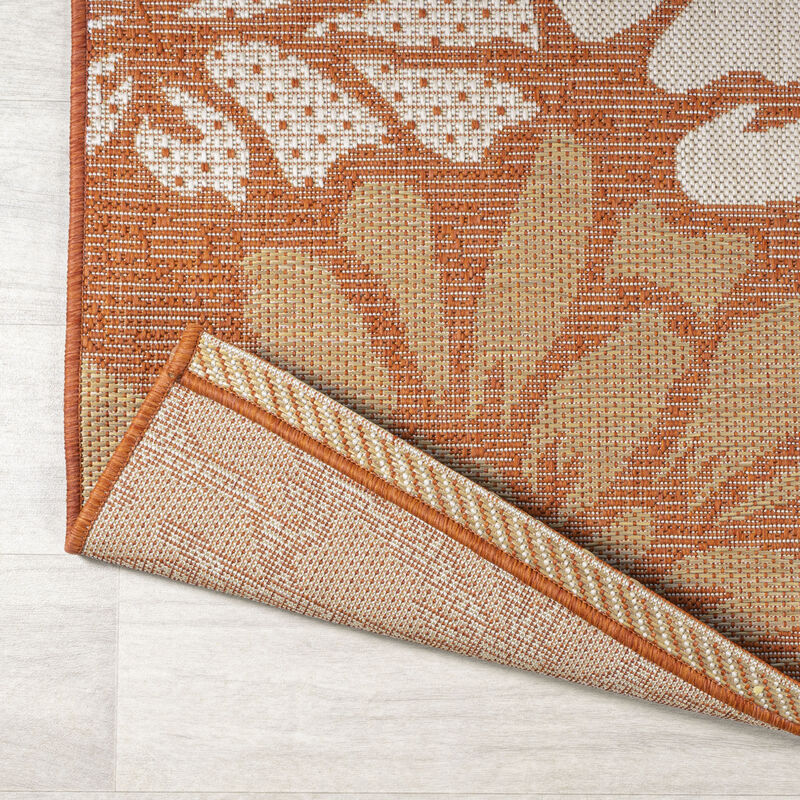 Zinnia Modern Floral Textured Weave Square Indoor/Outdoor Area Rug