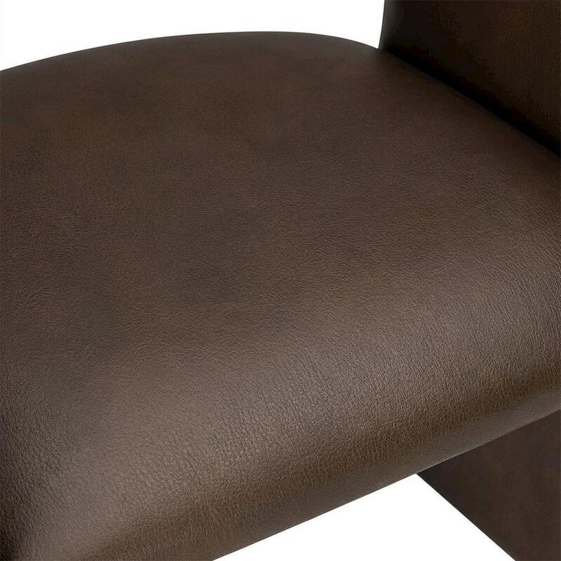 Vegan Leather Dining Armchair with Padded Seat and Arms, Espresso image number 5