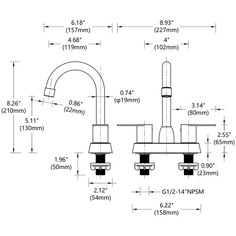 Brushed Nickel 2-Handle Bathroom Sink Faucet Centerset for 3-Hole Mount