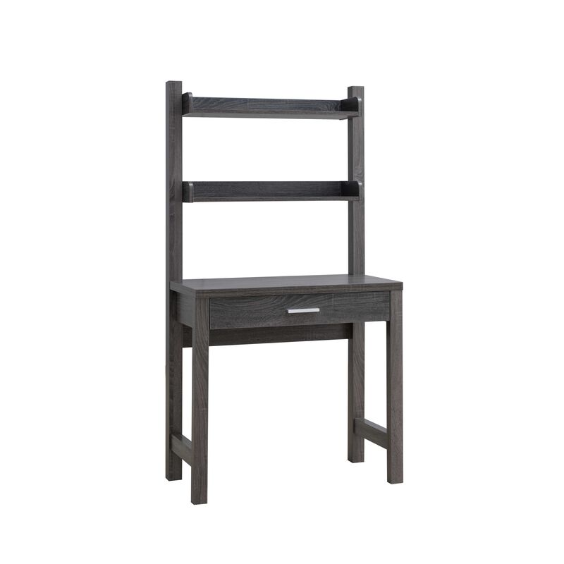 Distressed Grey Home Office Desk with 2 Shelved and Drawer