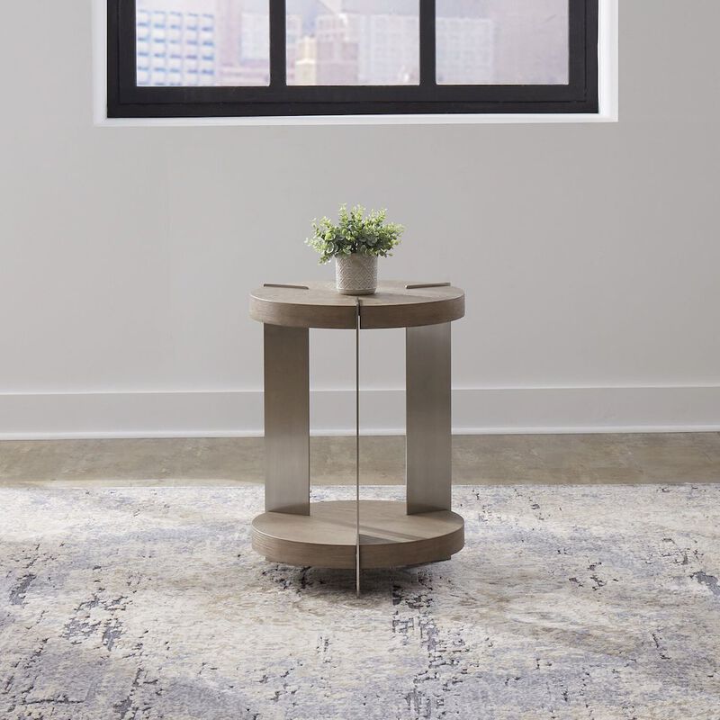 Liberty Furniture Harlow Living Room Chairside Table  - Sandstone & Satin Nickel image number 5