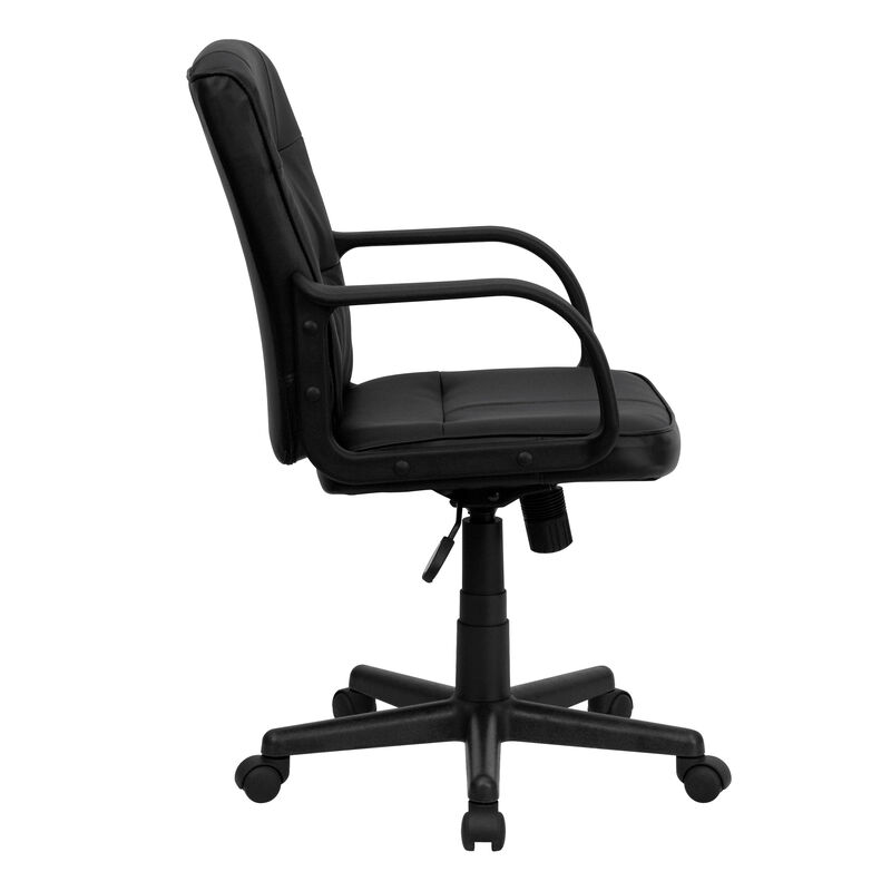 Rider Mid-Back Black LeatherSoft Swivel Task Office Chair with Arms image number 9