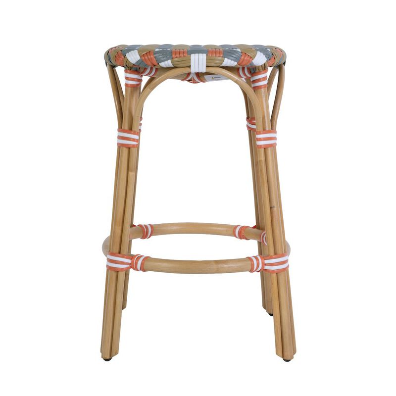 Butler Specialty Ballito 24 in. Seat Height Oval Rattan Counter Stool, Yellow and Brown image number 5