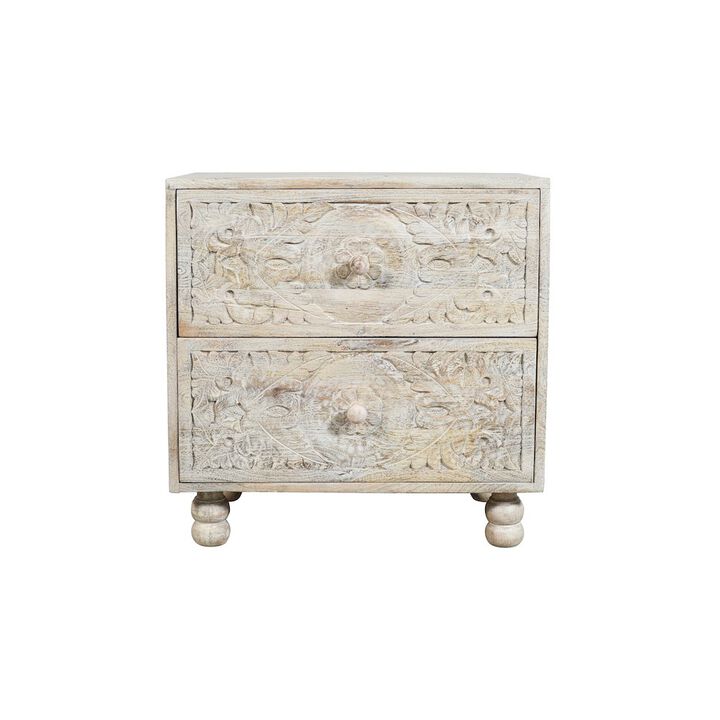 Cory 2-Drawer Nightstand in Distressed White